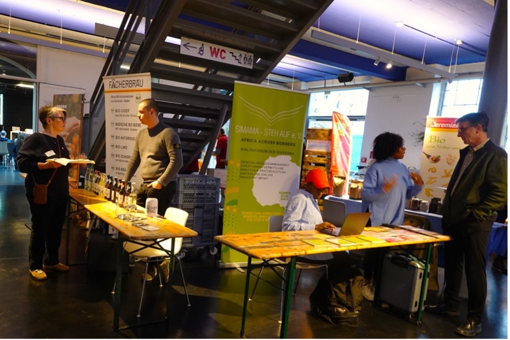 Photo of various information booths and people